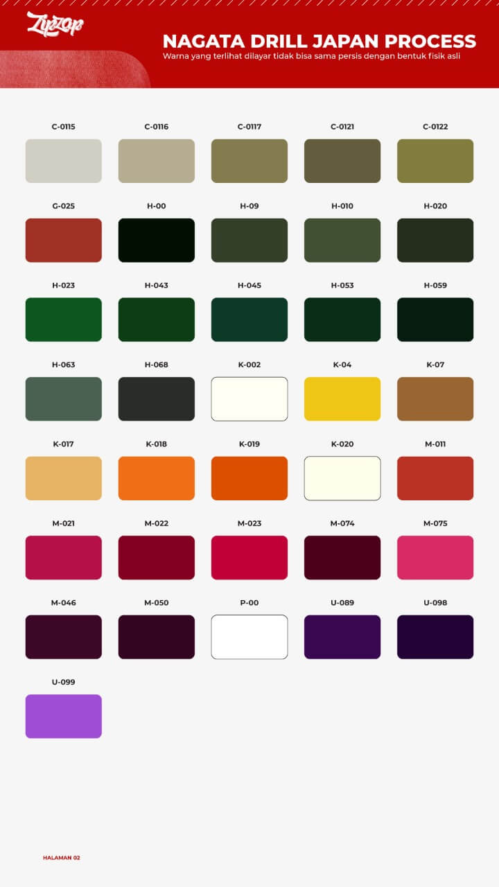 katalog warna kemeja