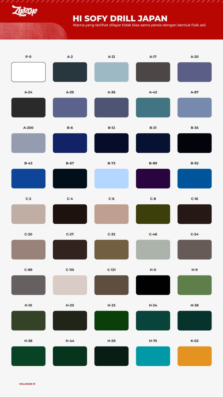 katalog warna kemeja