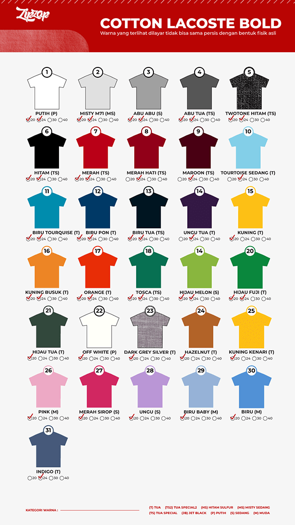 katalog warna polo