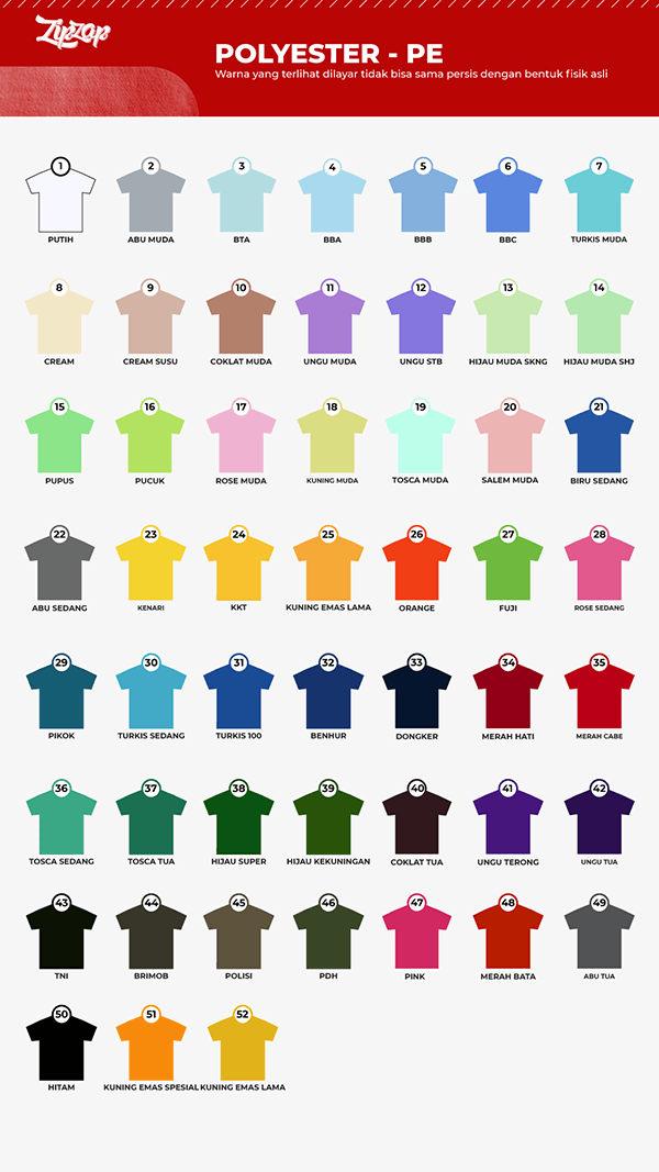 katalog warna kaos